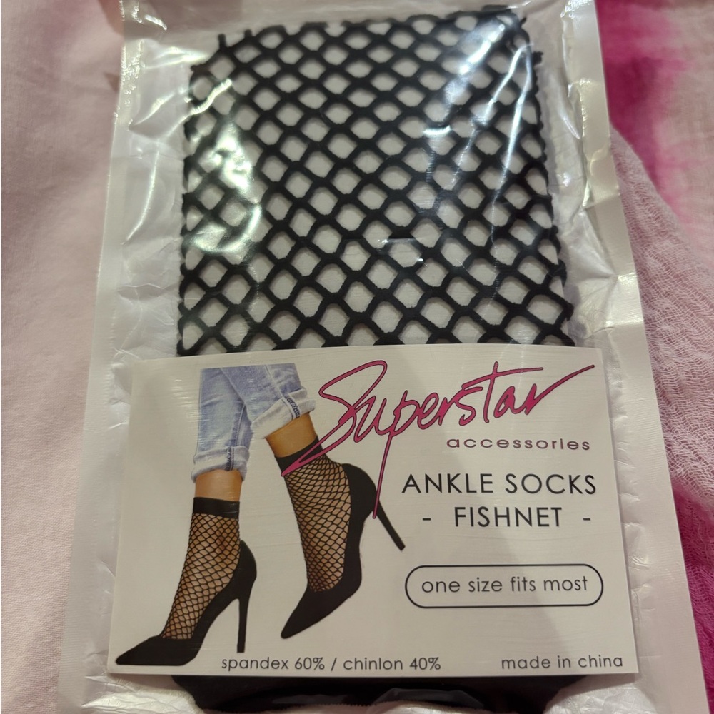 NWT SUPERSTAR ACCESSORIES Deadstock Y2K Fishnet Ankle Socks